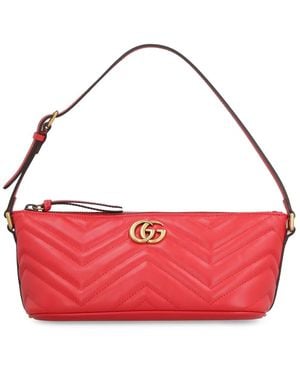 Gucci Gg Marmont Leather Shoulder Bag - Red