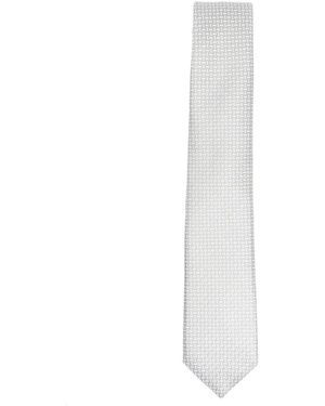 Giorgio Armani Geometric Pattern Silk Tie - White