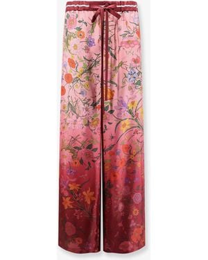 Gucci Silk Pants With Flora Print - Red