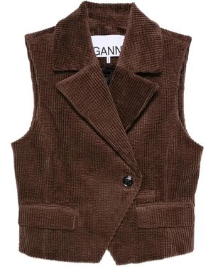 Ganni Corduroy Buttoned Waistcoat - Brown