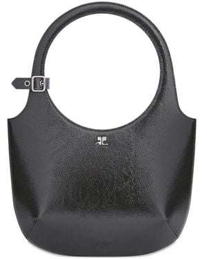 Courreges Courregès Leather Arched Handbag - Black