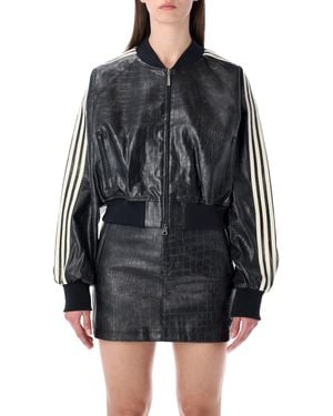 adidas Originals Originals Faux Leather Cropped Bomber Jacket - Black