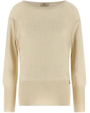 Herno Lamé And Sequin Yarn Sweater - Natural
