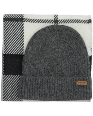 Barbour "Pendle" Beanie And "Blair" Scarf Set - Gray