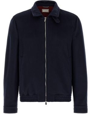 Brunello Cucinelli Wool Bomber Beaver - Blue