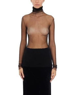 Cortana Silk Tulle Cisne Top - Black
