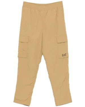 EA7 Emporio Armani Cargo Trousers With Printed Logo - Natural