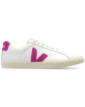Veja Esplar Logo Leather Trainers - Pink
