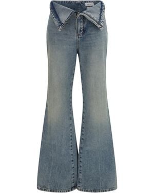 McQueen High-Waisted Flared Cotton Denim Jeans - Blue