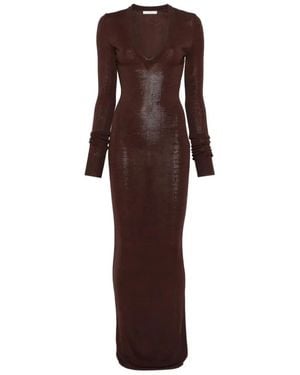 Entire studios Long Sleeve V Neck Midi - Brown