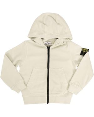 Stone Island Hooded Sweatshirt With Badge - White