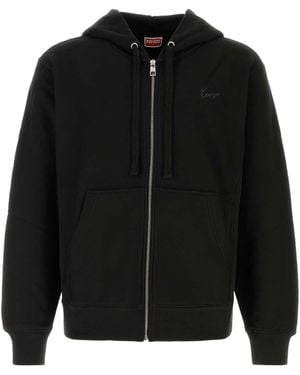 KENZO Signature Classic Zip Up Hoodie - Black