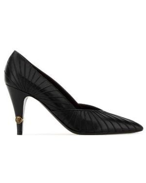 Versace Leather Flat Shoes - Black