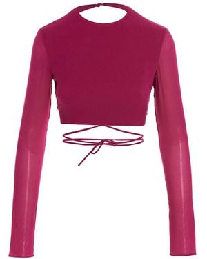 ANDAMANE Cropped Georgette Top - Red