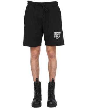 Pharmacy Industry Bermuda With Logo Print - Black