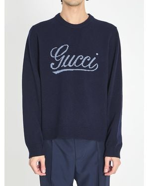 Gucci Wool Craw Neck Sweater - Blue
