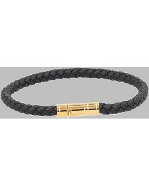 Tom Ford Braided Leather Bracelet With Clasp - Grey