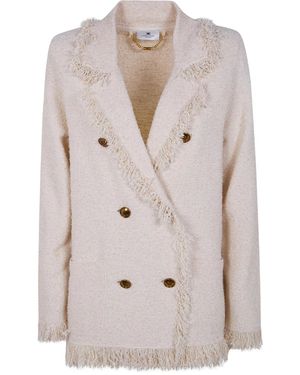 Elisabetta Franchi Cotton Blend Jacket - Natural
