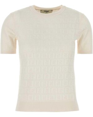 Fendi Tshirt Lace Ff Knit - White
