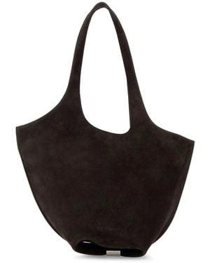 The Attico Dark Suede Medium La Scoop Shoulder Bag - Black