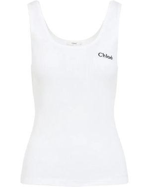 Chloé Jersey Tank Top - White