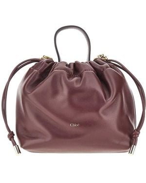 Chloé Icons Leather Mini Bag With Chain - Purple