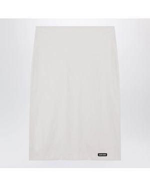 Miu Miu Logo-Patch Midi Skirt - White