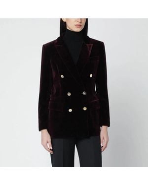 VI TO VI Bordeaux Velvet Doublebreasted Jacket - Black