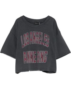 Anine Bing 'Johnny' Cropped Tee - Black