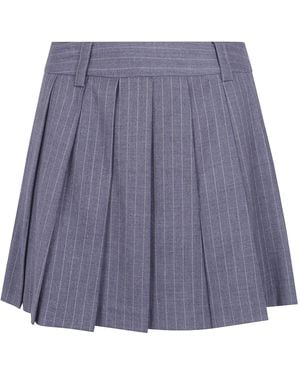 DUNST Pleats Mini Striped Skirt - Purple