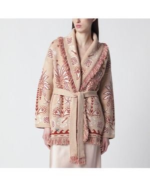 Alanui Echoes Of The Island Sand-Colored Cardigan - Pink