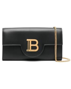 Balmain B-Buzz Leather Wallet On Chain - Black