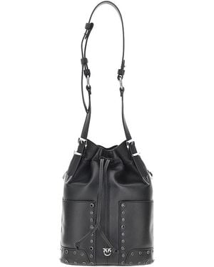 Pinko Bucket Mini Leather Bag - Black