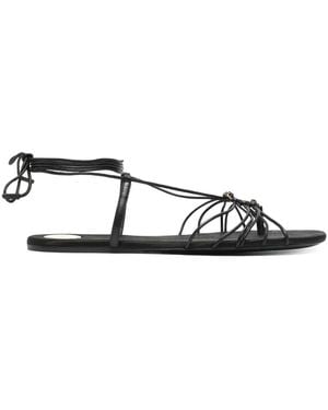Saint Laurent Ankle Strap Babylone Flat Sandals - White