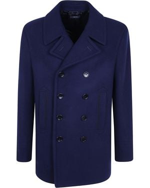 Tom Ford Japanese Soft Felt Peacoat - Blue
