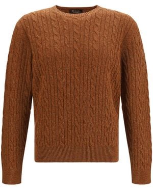 Loro Piana Treccia Crew Neck Jumper - Brown