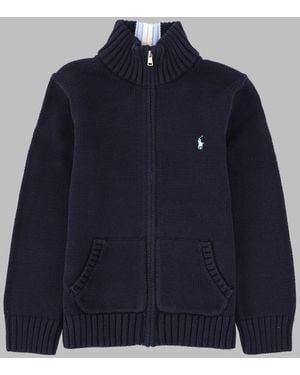 Polo Ralph Lauren Full-Zip Mock Neck Cotton Jumper - Blue