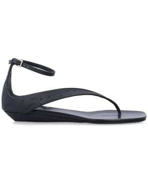Loulou Niham Ostrich-Effect Flip Flop Sandals - Blue