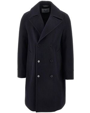 Paltò Paltó Achille 2L Felt Double-Breasted Coat - Blue