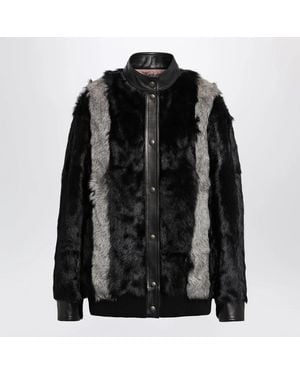 Valentino Garavani Shearling And Leather Jacket - Black