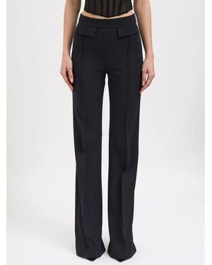 Elisabetta Franchi Trousers With Embroidered Logo - Blue