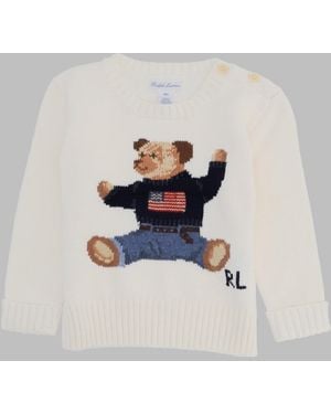 Polo Ralph Lauren Bear Sweater-Tops-Sweater - White