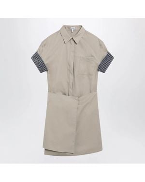 Loewe Short Cotton And Silk Wrap Dress - Natural
