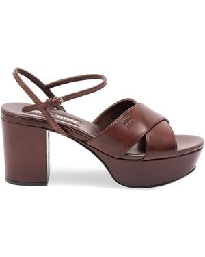 Miu Miu Platform Sandals - Brown