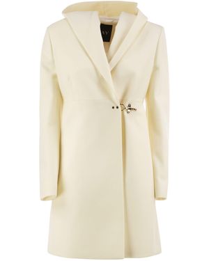 Fay Hooded Coat With Hook Fastening - Natural