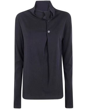Y's Yohji Yamamoto Ka- Back Button Off-Neck T - Blue