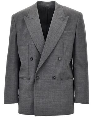 MARSĒM Wool-Blend Double-Breasted Jacket - Grey