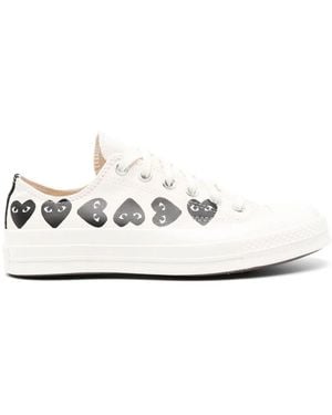 COMME DES GARÇONS PLAY Ivory Canvas Comme Des Garã§Ons X Converse Trainers - White