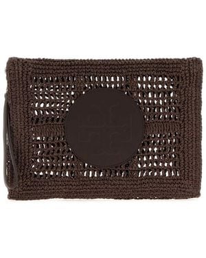 Tory Burch Ella Hand-Crocheted Pouch - Black