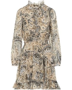 Etro Short Dress With Floral Paisley Print - Natural